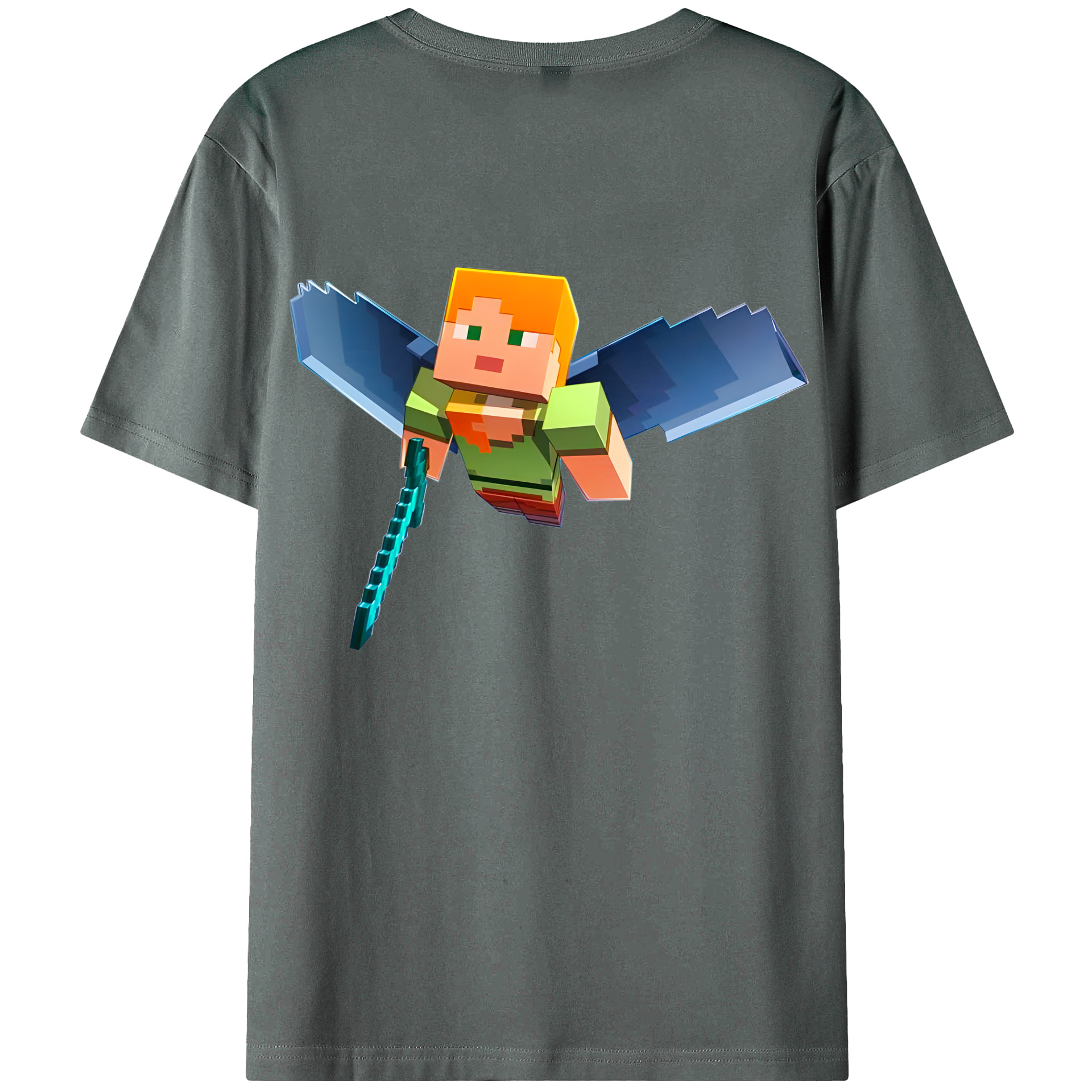 （画像用） マインクラフト ブロックの世界 Minecraft MC Block world 綿100％ メンズ半袖Tシャツ（バックプリント） 通気性